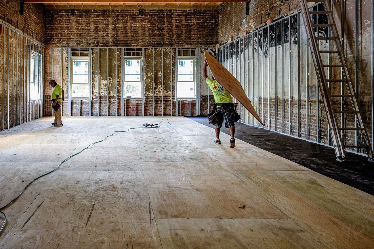 Home interior stripped back during renovation work
