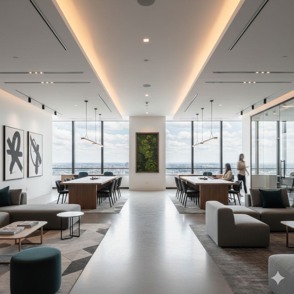 Commercial interior design for offices, cafés and showrooms